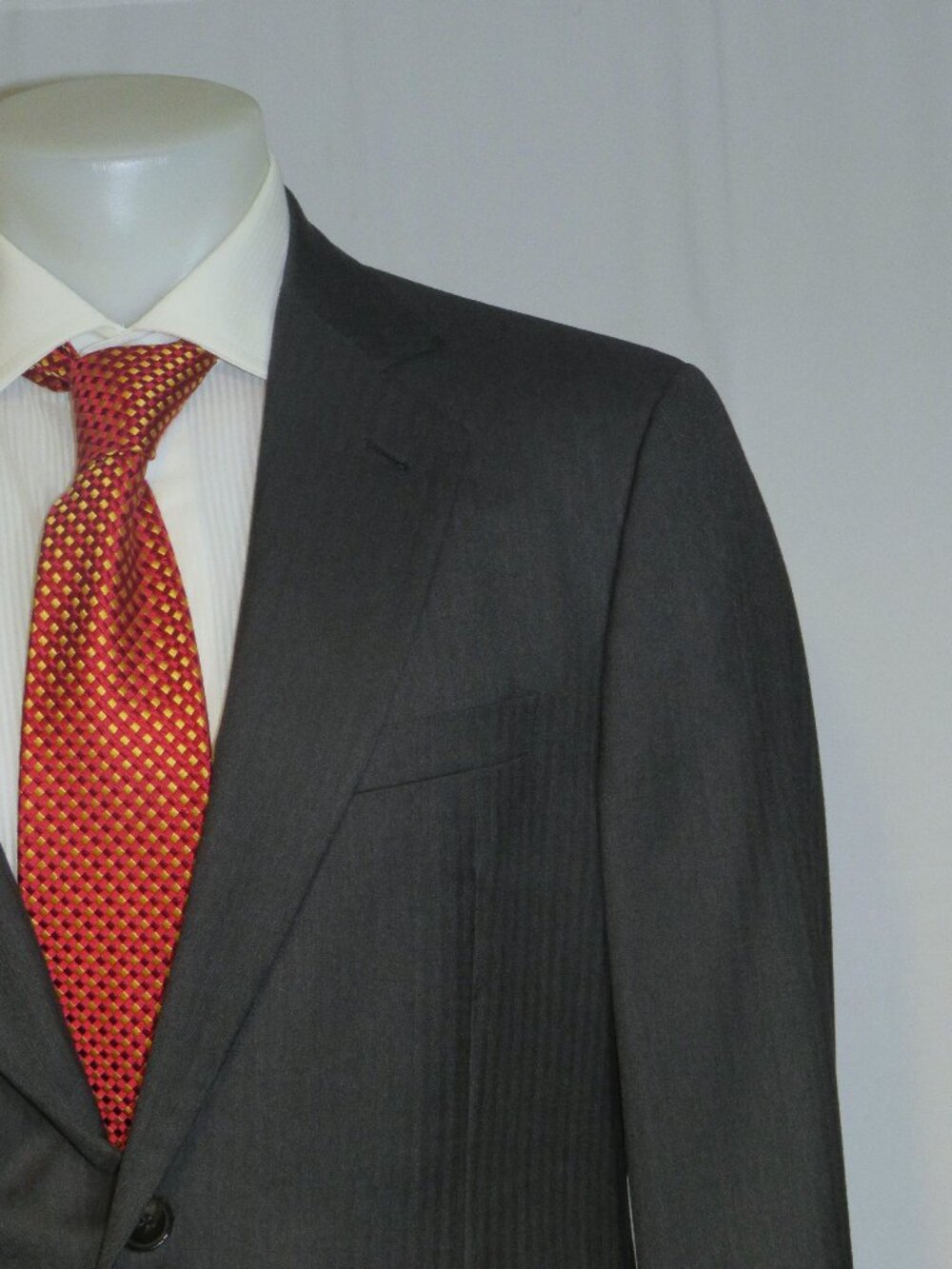 Giorgio Armani Black Label Custom Charcoal Herringbone Two Button Suit NWT $6620
